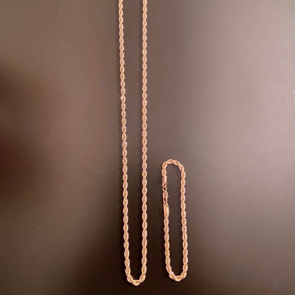 Gold Chain Rope Chain and Rope Bracelet Bundle Set